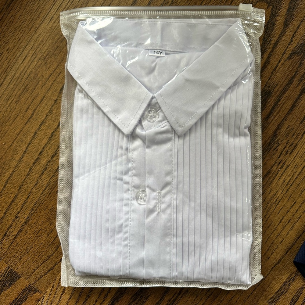 White Dress Shirt with Pleated Front